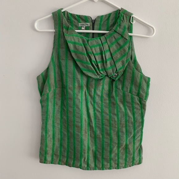 Green striped sleeveless top - Picture 1 of 3